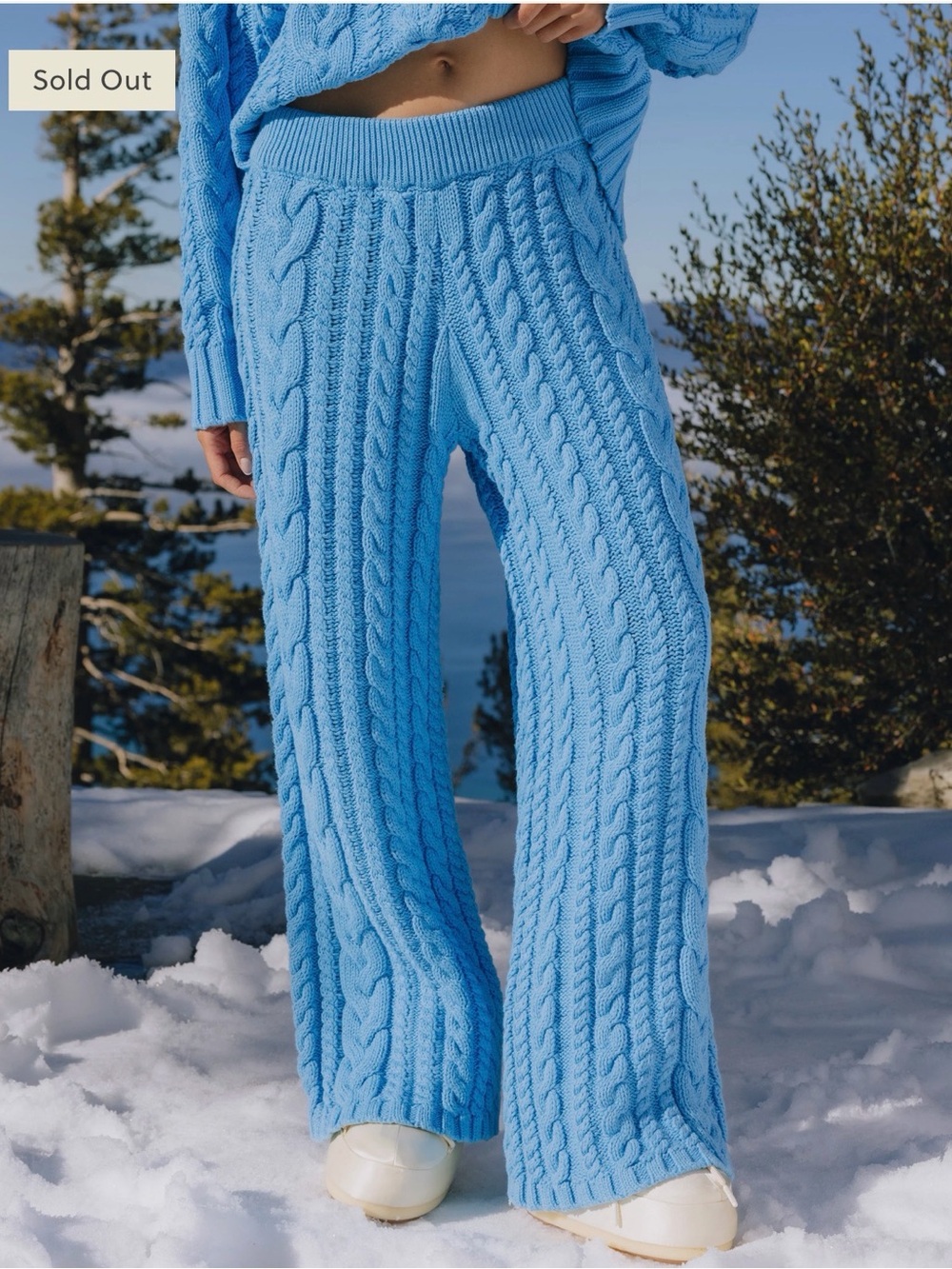 🩵 Daily Drills Cableknit‎ Resort Pants M/L NWT Cozy Wide Leg Knit Lounge 🩵